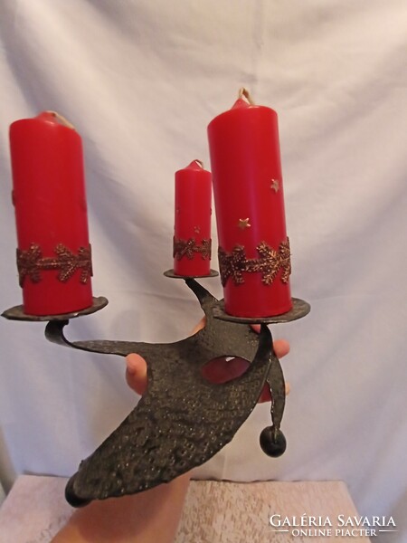 Candle holder old wrought iron center table with red candles 25x20x25 cm