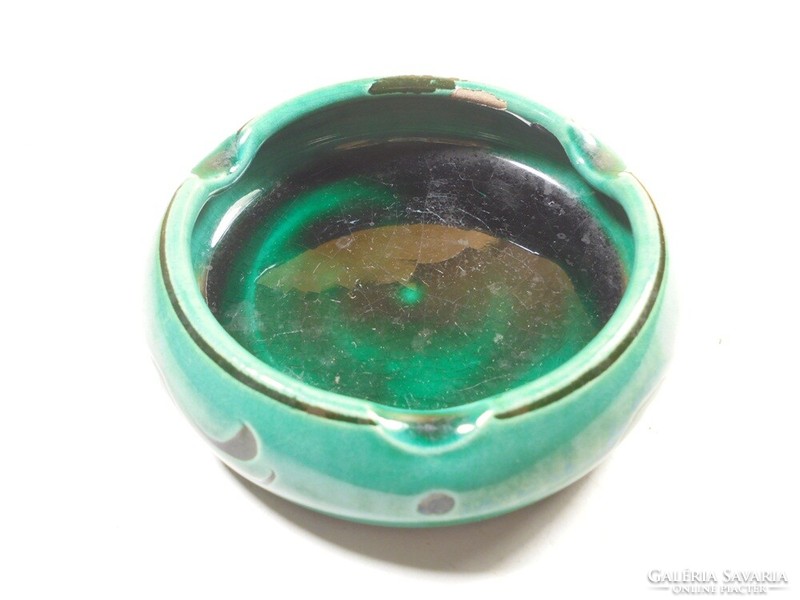 Retro old painted green glazed ceramic ashtray ashtray ash holder