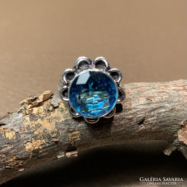 925 Silver ring with blue topaz stone size 8.5 (18.50 mm diameter) Indian silver ring