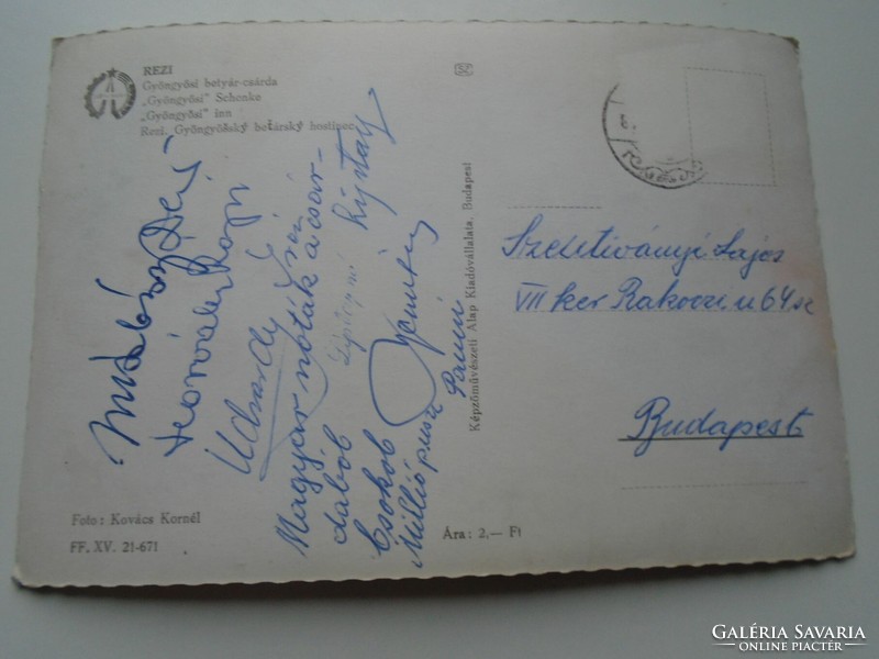 D192273 REZI Gyöngyös Gyöngyösi betyár csárda - Szentiványi Lajosnak címezve sok aláírással