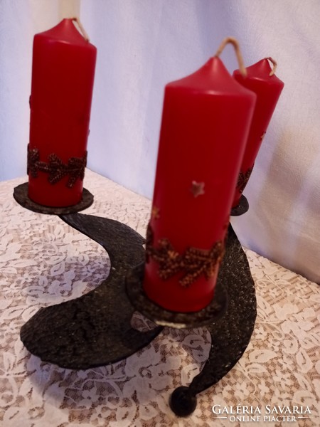 Candle holder old wrought iron center table with red candles 25x20x25 cm