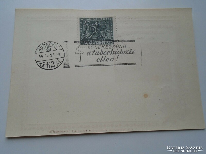 D192262 horthy m commemorative sheet 75th birthday of the governor of Hungary 1943 tuberculosis 1944