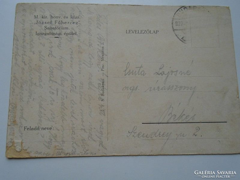 D192287 old postcard Budakeszi, Prince József sanatorium 1927