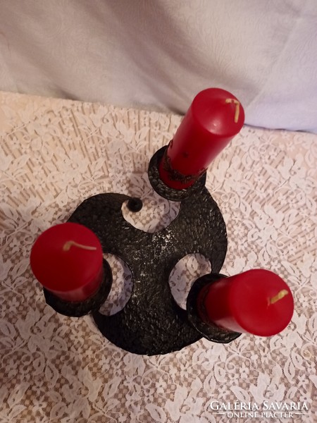 Candle holder old wrought iron center table with red candles 25x20x25 cm