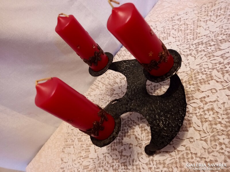 Candle holder old wrought iron center table with red candles 25x20x25 cm