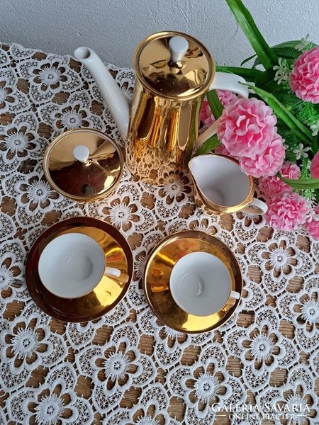 Porcelán 2 személyes kávéskészlet  aranyozott csésze kanna cukortartó  Seltmann Weiden Bavaria