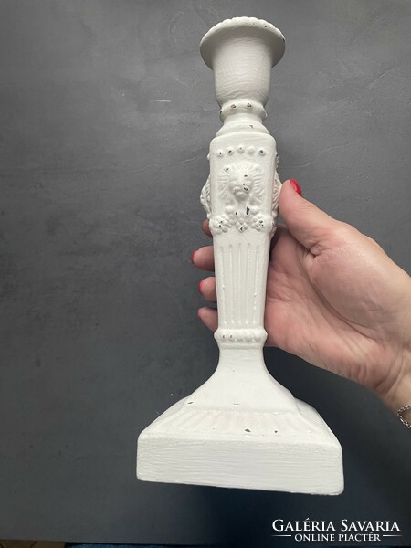 Larger painted white decorative ceramic candle holder