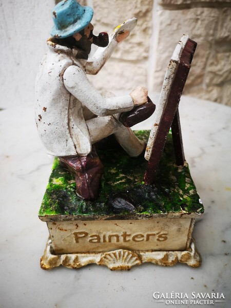 Old cast iron bushing painter statue moves his hands head decoration collection