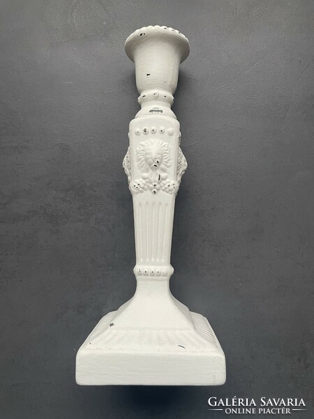 Larger painted white decorative ceramic candle holder