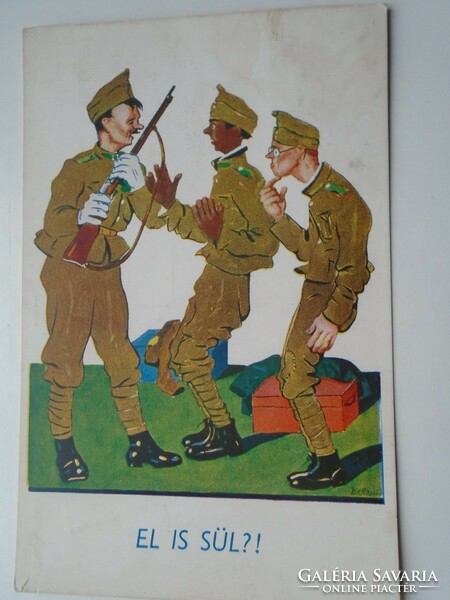 D192349 old postcard humor - soldiers - barasits 1944 ludvig gabriella - gyula