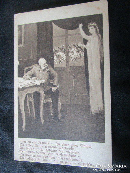 1914 King Franz Joseph of Habsburg + Queen Elizabeth vision original contemporary photo sheet image