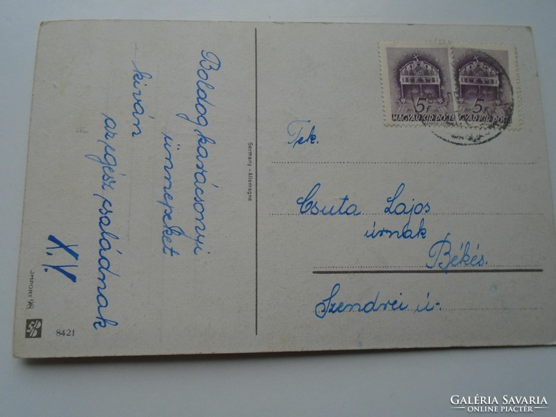 D192339 old postcard - Christmas greetings - csuta lajos, peaceful 1940's
