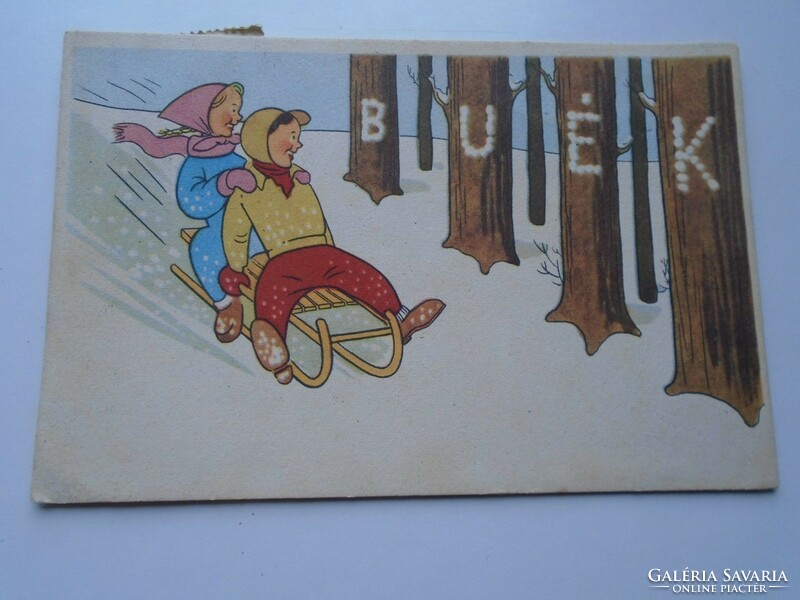 D192335 old postcard - happy new year - bag - csuta lajos, bekés 1951