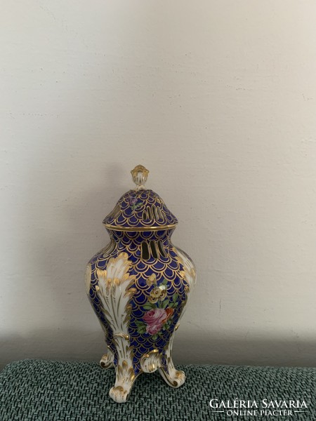 Beautiful porcelain vase with lid marked Sevres