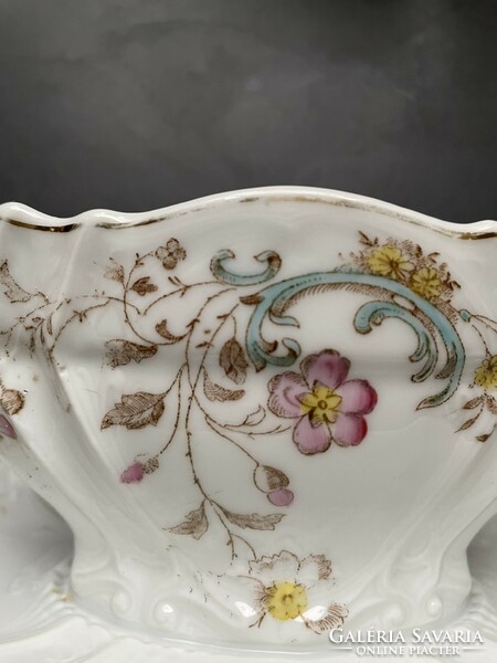 Beautiful art nouveau hand-painted celery sauce, offering flowers in a circle