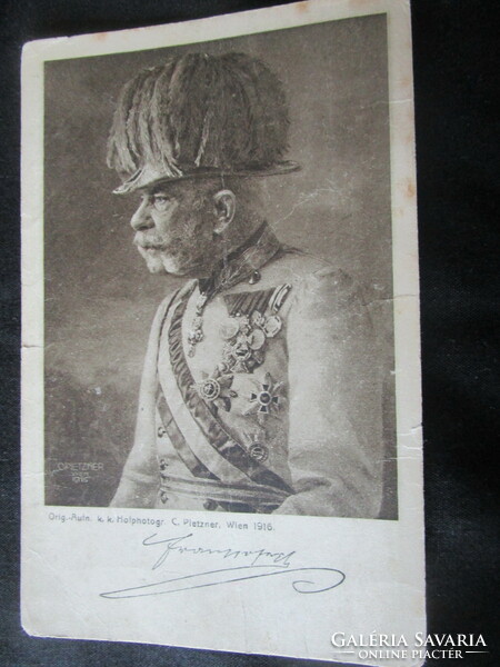 1916 Original and contemporary photo of Habsburg Emperor József Franz, King of Hungary - sheet photo