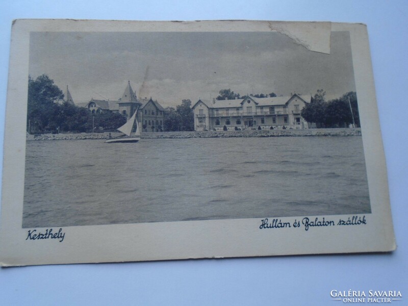 D192372 old postcard - Keszthely wave and Balaton hostels 1930-40's