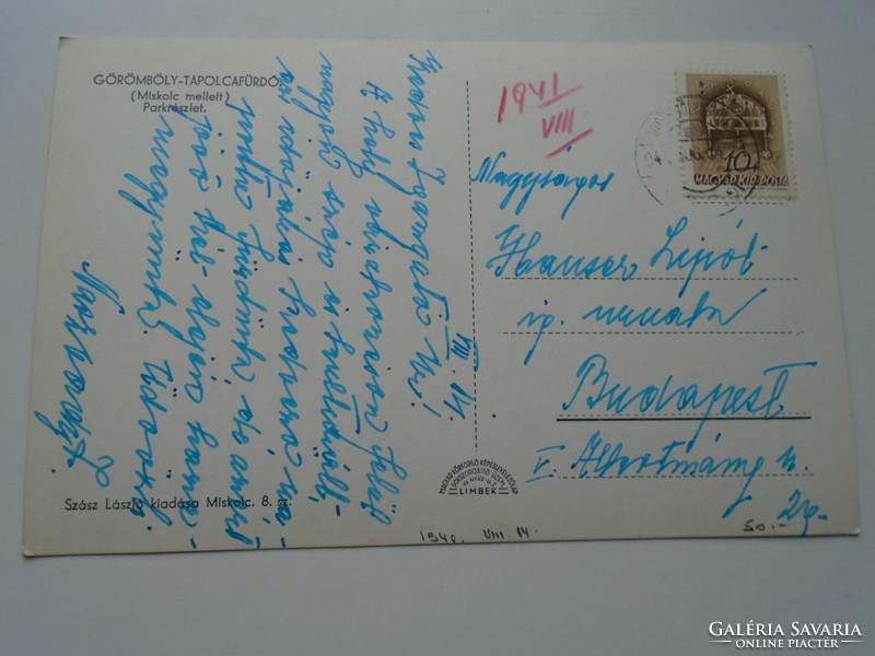 D192386    Régi képeslap -  Görömböly-Tapolca  -Park részlet  Miskolc  1940k  Naszrady