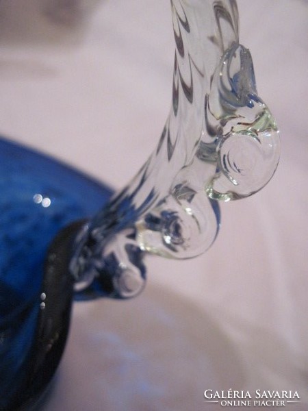 Üveg kosár díszüveg kínáló asztalközép 21cm