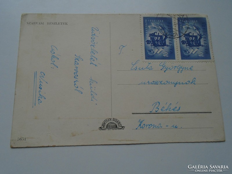 D192373 old postcard - deer 1940-50 sent for peace