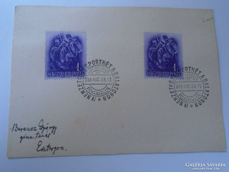 D192465   Alkalmi bélyegzés  Nemzetközi Sporthét a Balatonon  Balaton 1938