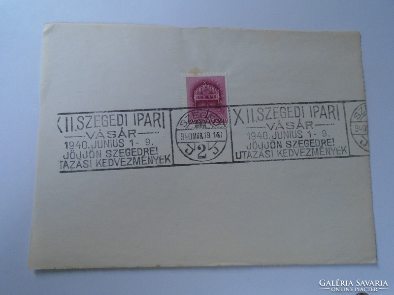 D192449    Alkalmi bélyegzés - Szeged - Szegedi Ipari Vásár  1940