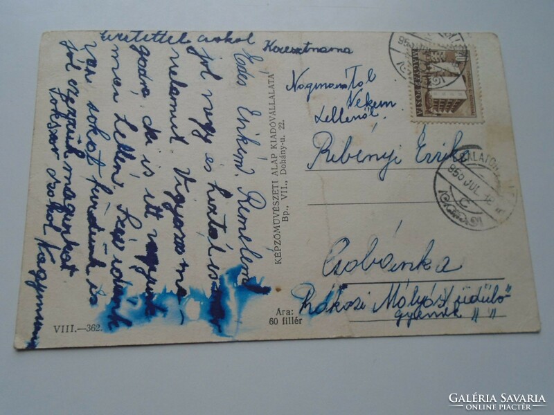 D192395 old postcard - balatonlelle 1955