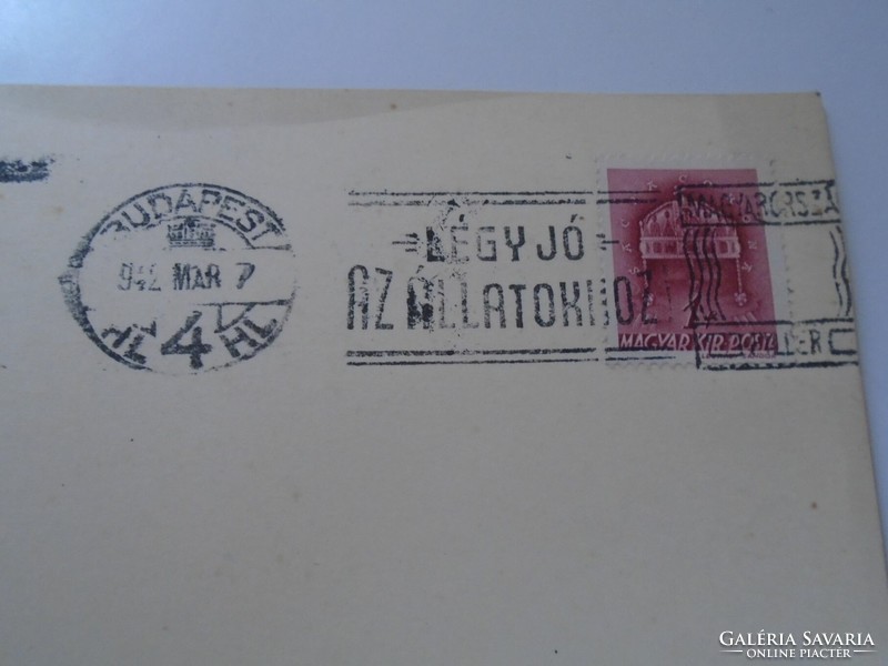 D192435  Alkalmi bélyegzés  Légy jó az állatokhoz  - 1942 Budapest