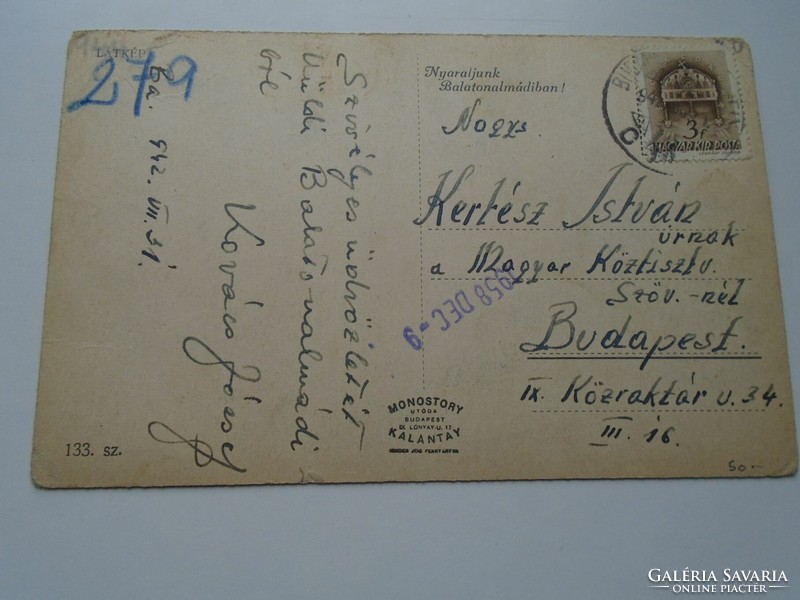 D192360 old postcard - view of Balatonalmádi - bath p1942