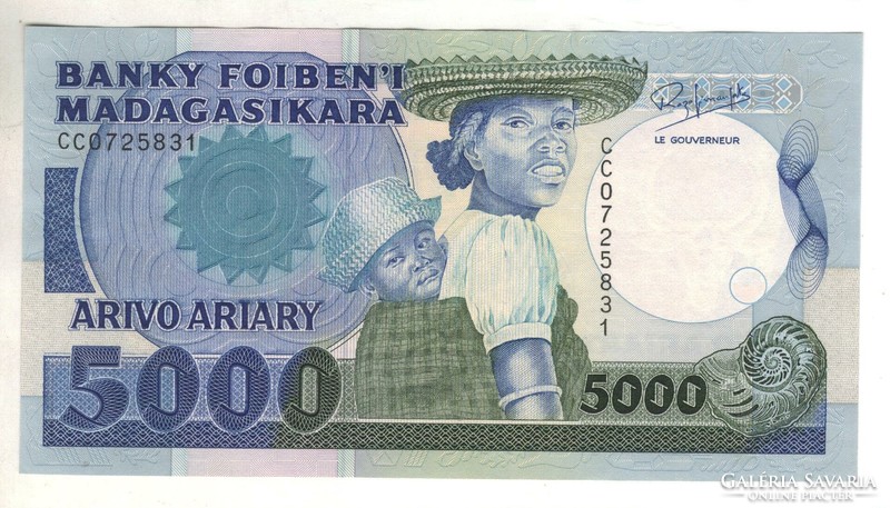5000 francs 1000 ariary 1988-94 Madagaszkár Ritka
