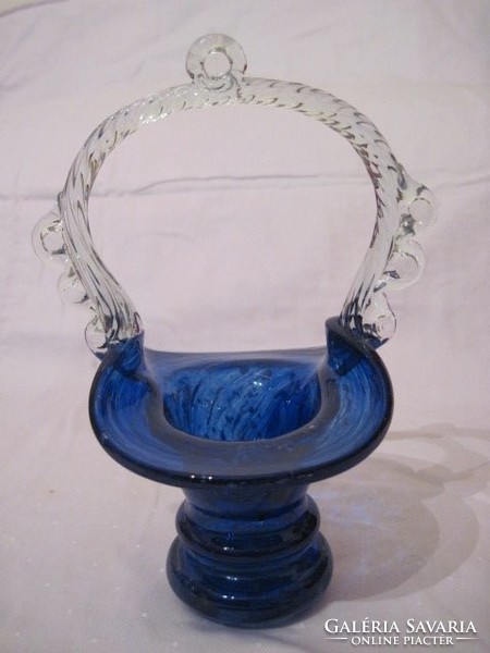 Glass basket with decorative glass serving centerpiece 21cm