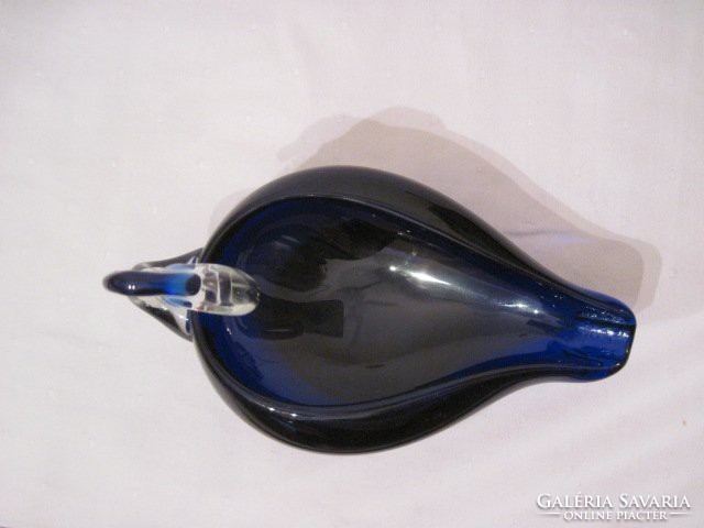 Glass swan-shaped ashtray blue ashtray 14 x 11 cm