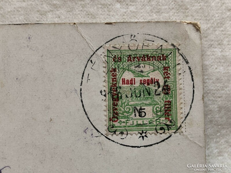 Antik képeslap - Hadi segély pecséttel                                         -2.