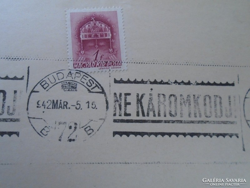 D192440  Alkalmi bélyegzés - Ne KÁROMKODJ ! - 1942 Budapest