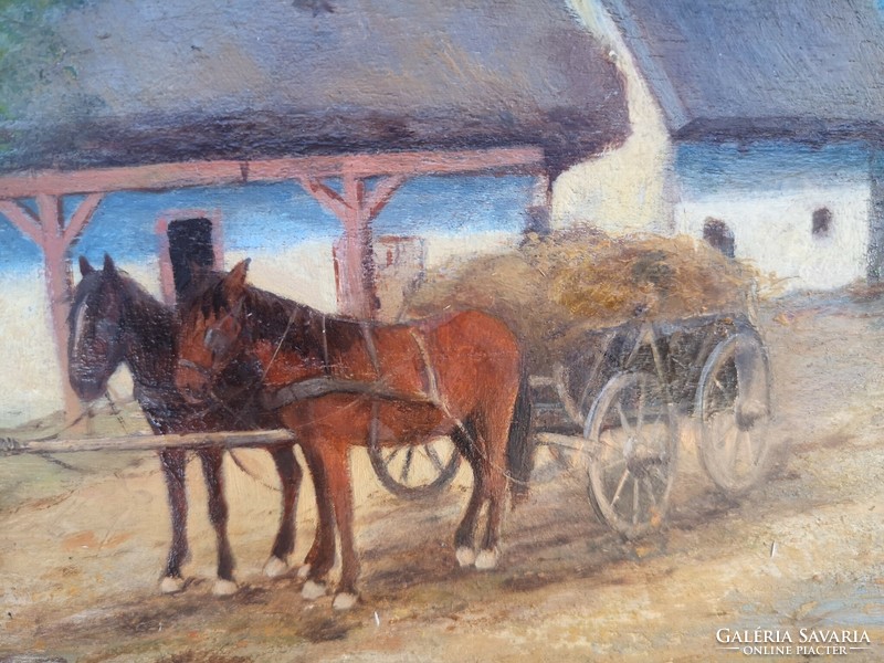 György Németh, or Béla with a painting of a village horse with a painting