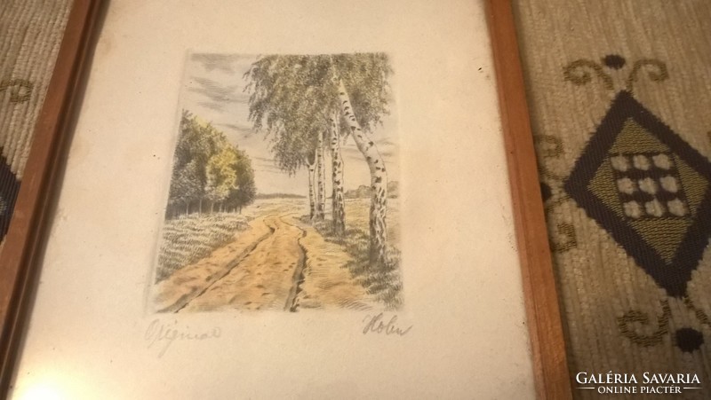 Nice colored etching signed