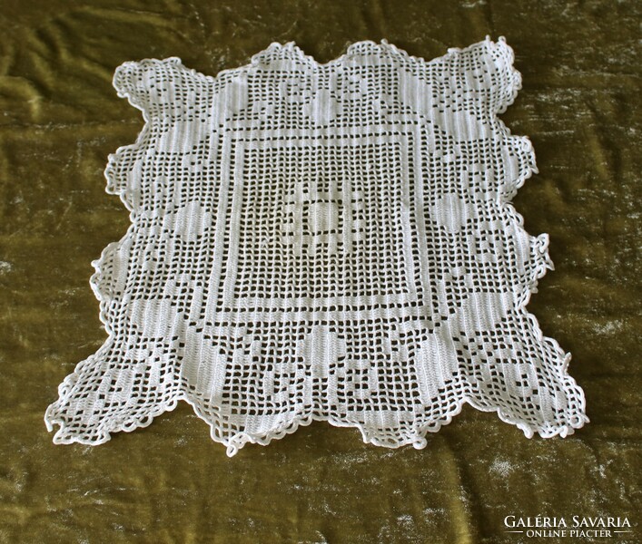 Lace tablecloth, beautiful crocheted needlework, showcase lace