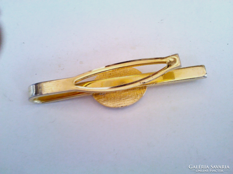 Gold-plated tie clip with fire enamel decoration