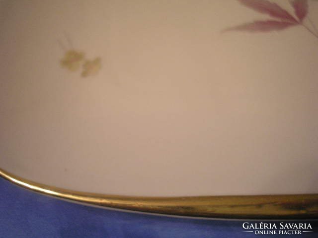 N4 Antik hibátlan aranyozott  Bavaria kínáló süteményes tál,virág díszes 25.5 cm