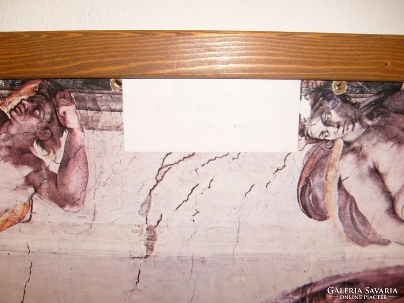 Creation of Adam, Sistus Chapel Michelangelo ceiling fresco, print, 73 x 60 cm catalog number rare