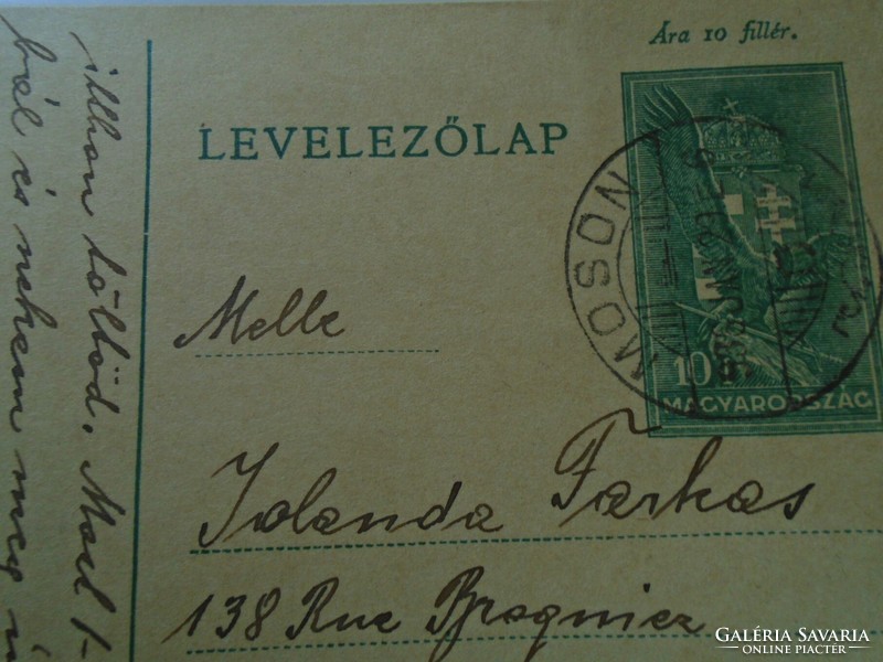 D192530 Levelezőlap - Moson 1936 - Farkas Józsefné - Brüssel Anderlecht Jolanda Farkas
