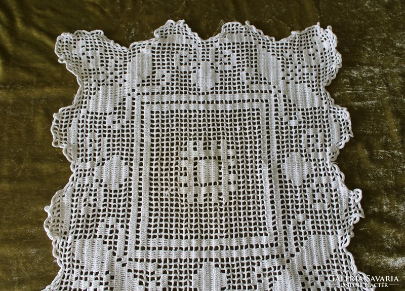 Lace tablecloth, beautiful crocheted needlework, showcase lace