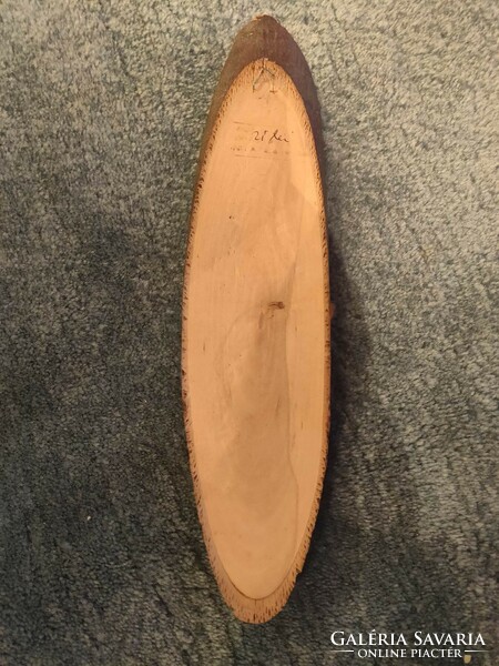 Picture made with pyrograph technique - oval, Romanian