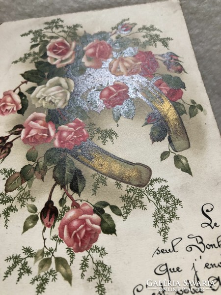 Antique, old floral litho postcard -2.