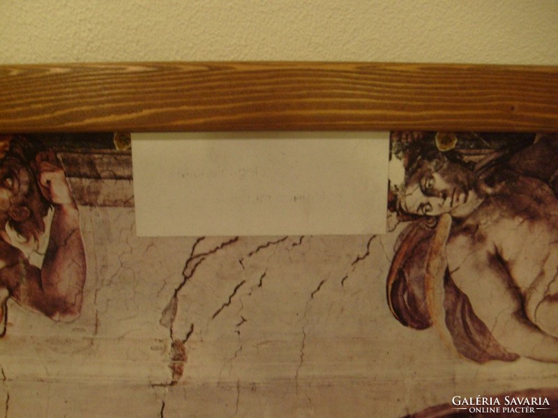 Ádám teremtése, Sixtus kápolna Michelangelo mennyezeti freskó,nyomat,73 X60 cm katalógus szám ritka