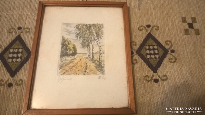 Nice colored etching signed