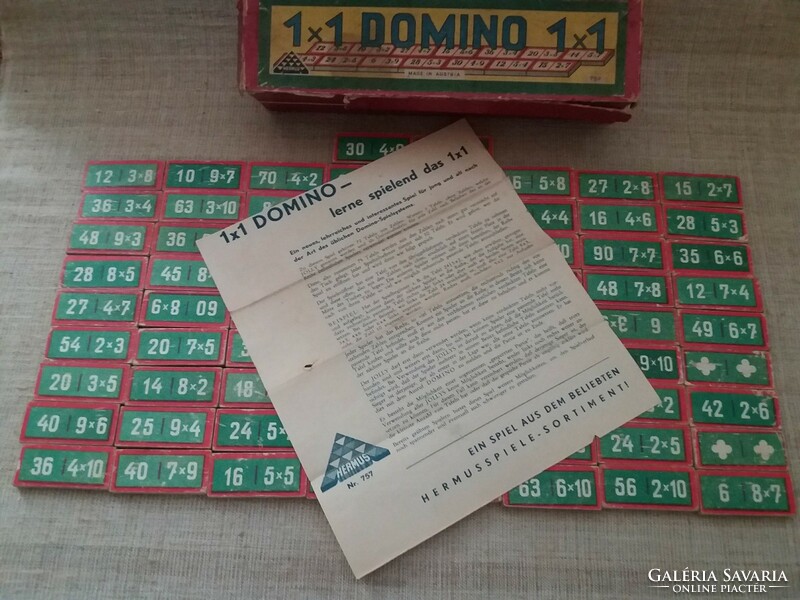 Régi jelzett Német nyelvű dominó társasjáték  játék ritkaság saját dobozában benne a játék szabály