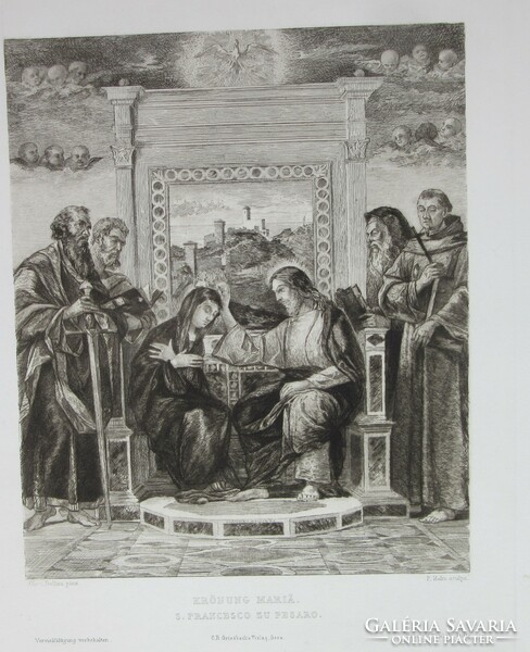 Old etching approx. 1890-1900. Italian art theme, marked, page size 37 x 27 cm. Edge is damaged.