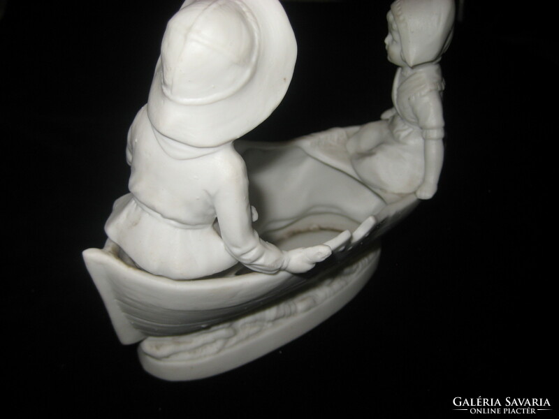 Austria bisque, functional porcelain, rowing in a boat 17 cm