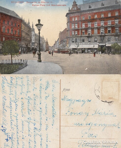 Budapest Baros tér és Rákóczi út kb 1910    .Posta van !